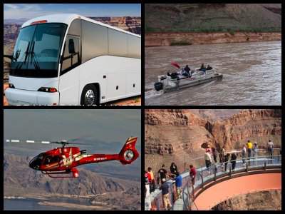 Grand Canyon bus tours With Helicopter, Boat and Skywalk