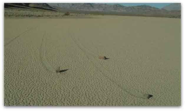 Sailing Stones in Racetrack Playa in Death Valley