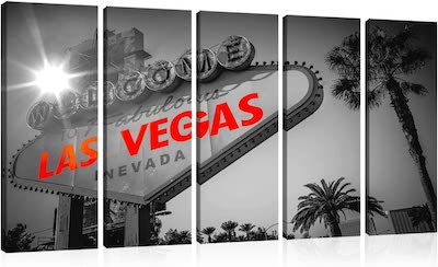 >Black And White 5 Piece Welcome To Las Vegas Sign