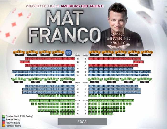 Mat Franco Las Vegas seating chart