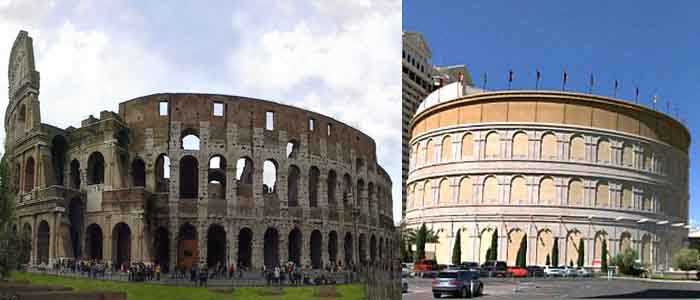 Colosseum in Las Vegas vs. real Colosseum in rome