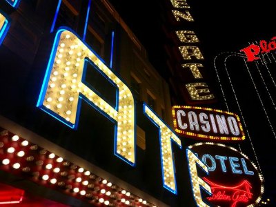 Downtown Las Vegas Walking by Night