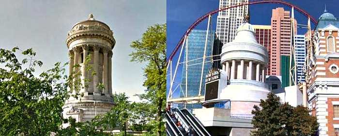 New York New York hotel in Las Vegas vs. NYC - Soldiers and Sailors monument